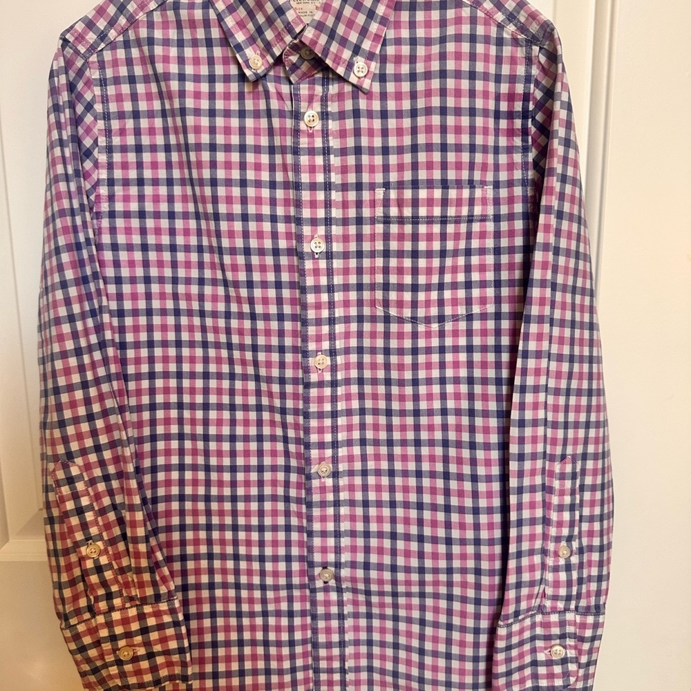 Crewcuts Boys Plaid Button Down Shirt Purple and Blue Size 8